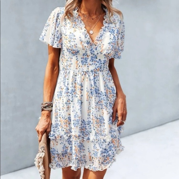 New floral print short sleeve dress - Picture 3 of 5